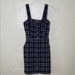 HOLLISTER Plaid Flannel Jumper School Girl Academia Button Front Smocked Back XS